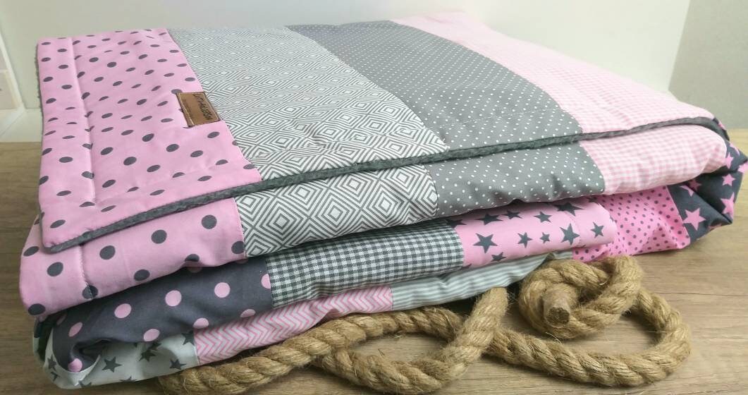 STRIPES - PATCHWORK - BABYDECKE - Tagesdecke - Kuscheldecke mit Namen