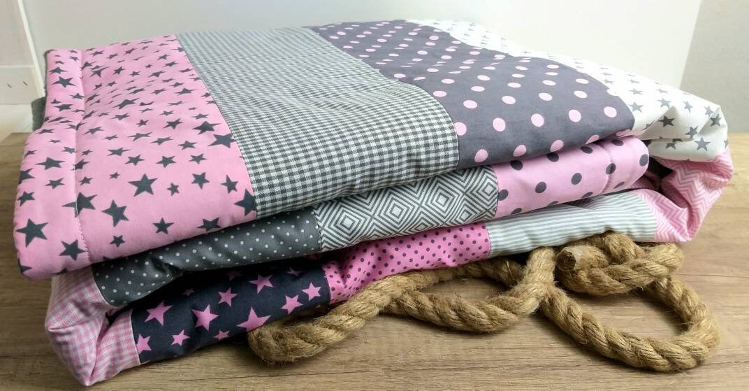 STRIPES - PATCHWORK - BABYDECKE - Tagesdecke - Kuscheldecke mit Namen