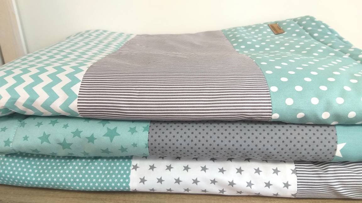 STRIPES - PATCHWORK - BABYDECKE - Tagesdecke - Kuscheldecke mit Namen