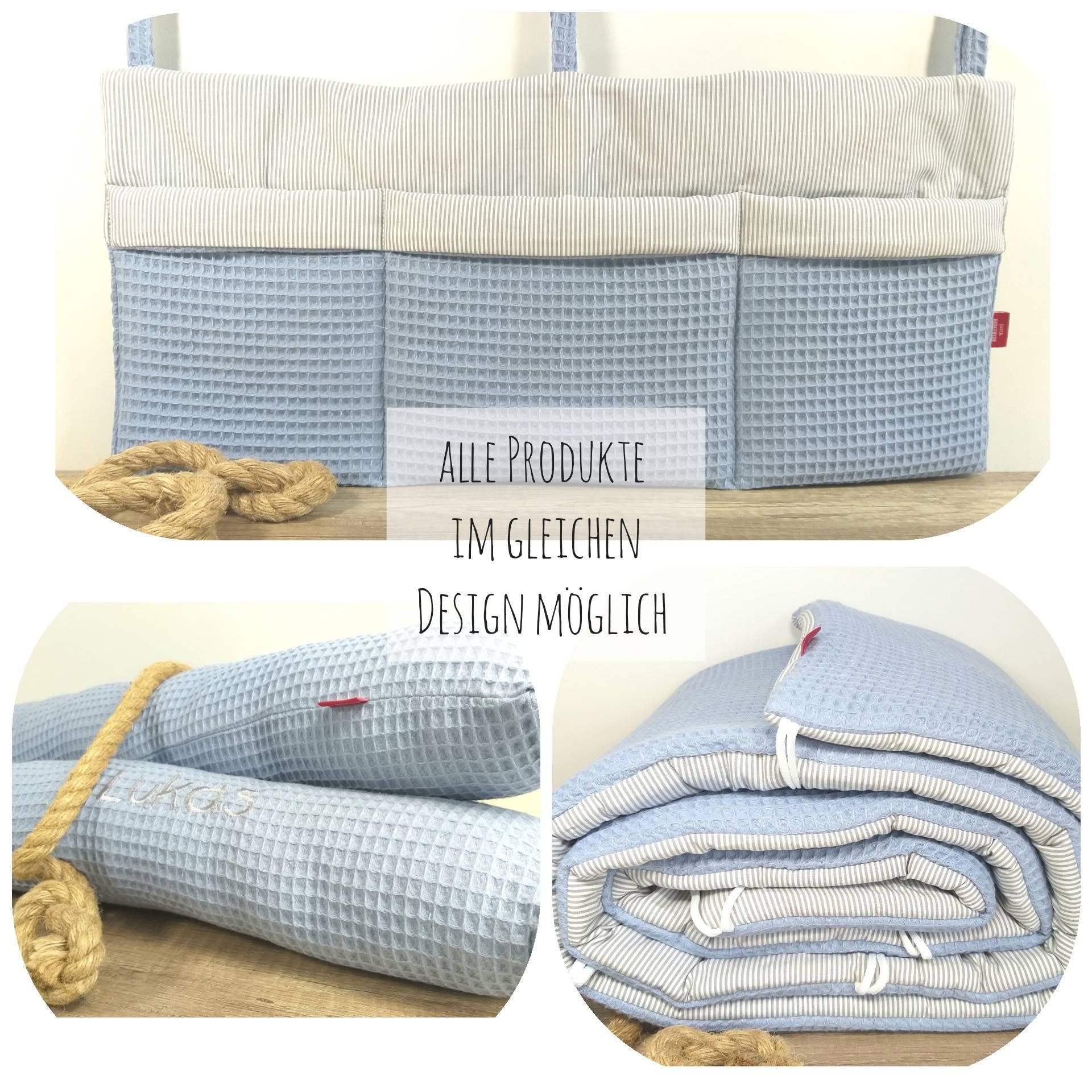 BETTNESTCHEN - Nestchen - WAFFELSTOFF für Babybett 120x60cm + 140x70cm, Laufgitter, Beistellbett, Wiege 40x90cm, Babybay Maxi ALTROSA