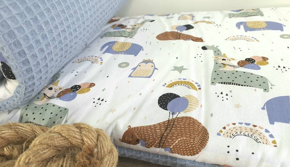 BETTNESTCHEN - Nestchen WAFFELSTOFF  Bettumrandung für Babybett 120x60cm  140x70cm, Laufgitter, Beistellbett, Wiege 40x90, Babybay dustyblue