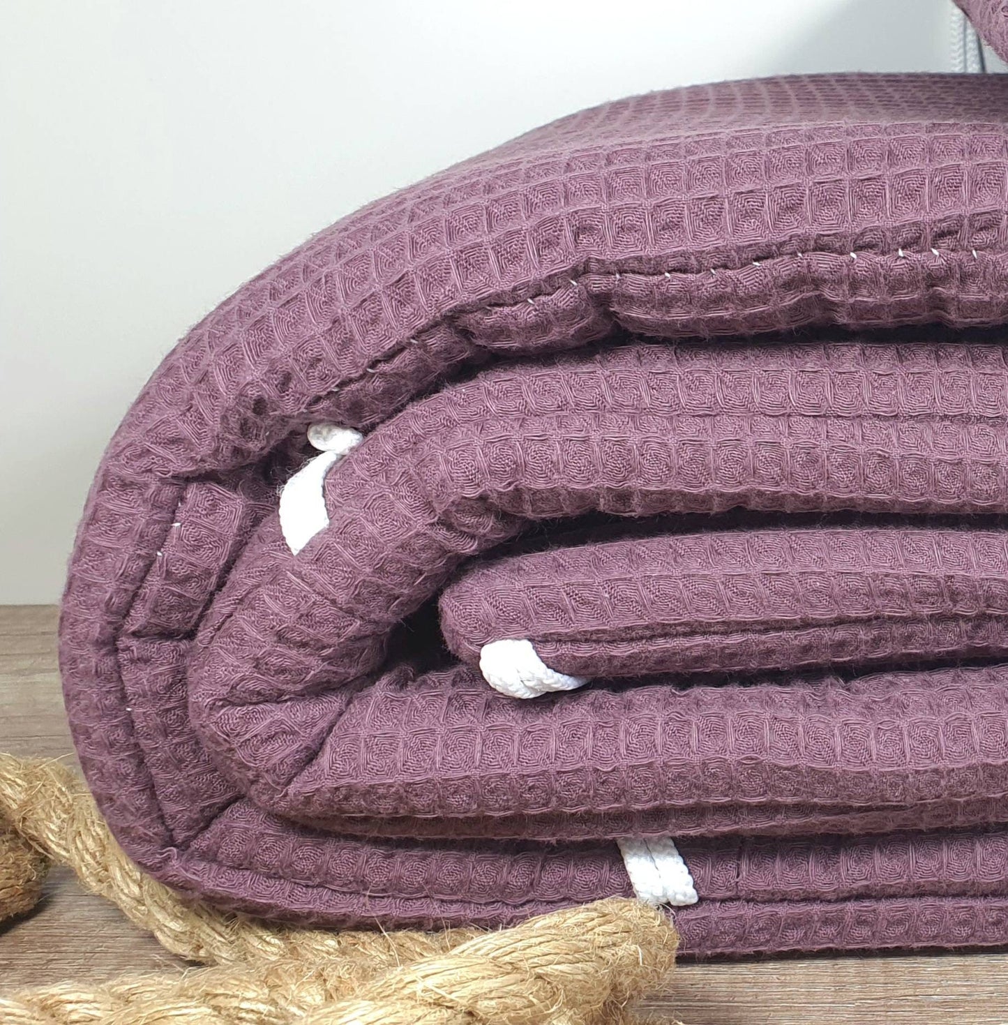 BETTNESTCHEN - Nestchen - WAFFELSTOFF  Bettumrandung Babybett 120x60cm + 140x70cm, Laufgitter, Beistellbett, Wiege 40x90cm, Babybay MAUVE