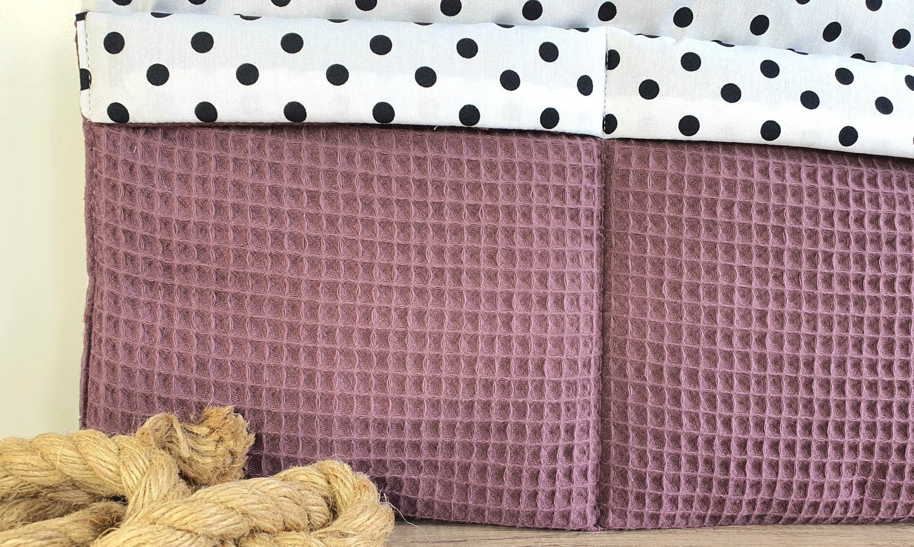 BETTUTENSILO aus Waffelstoff - praktische BETTTASCHE - Wandutensilo - Utensilo für Wickeltisch - Babybett und Laufstall - Organizer MAUVE