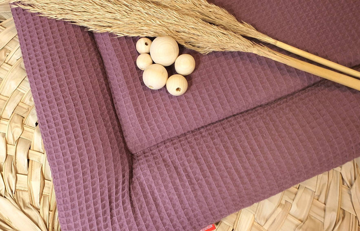 Waffelpique Krabbeldecke Laufstalleinlage Babydecke Spieldecke personalisierbar mit Namen MAUVE