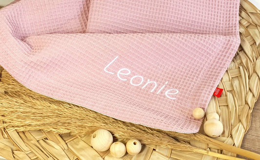 Babydecke Waffelpiqué / Kuscheldecke personalisierbar mit Namen / Kinderwagendecke Waffelstoff ALTROSA